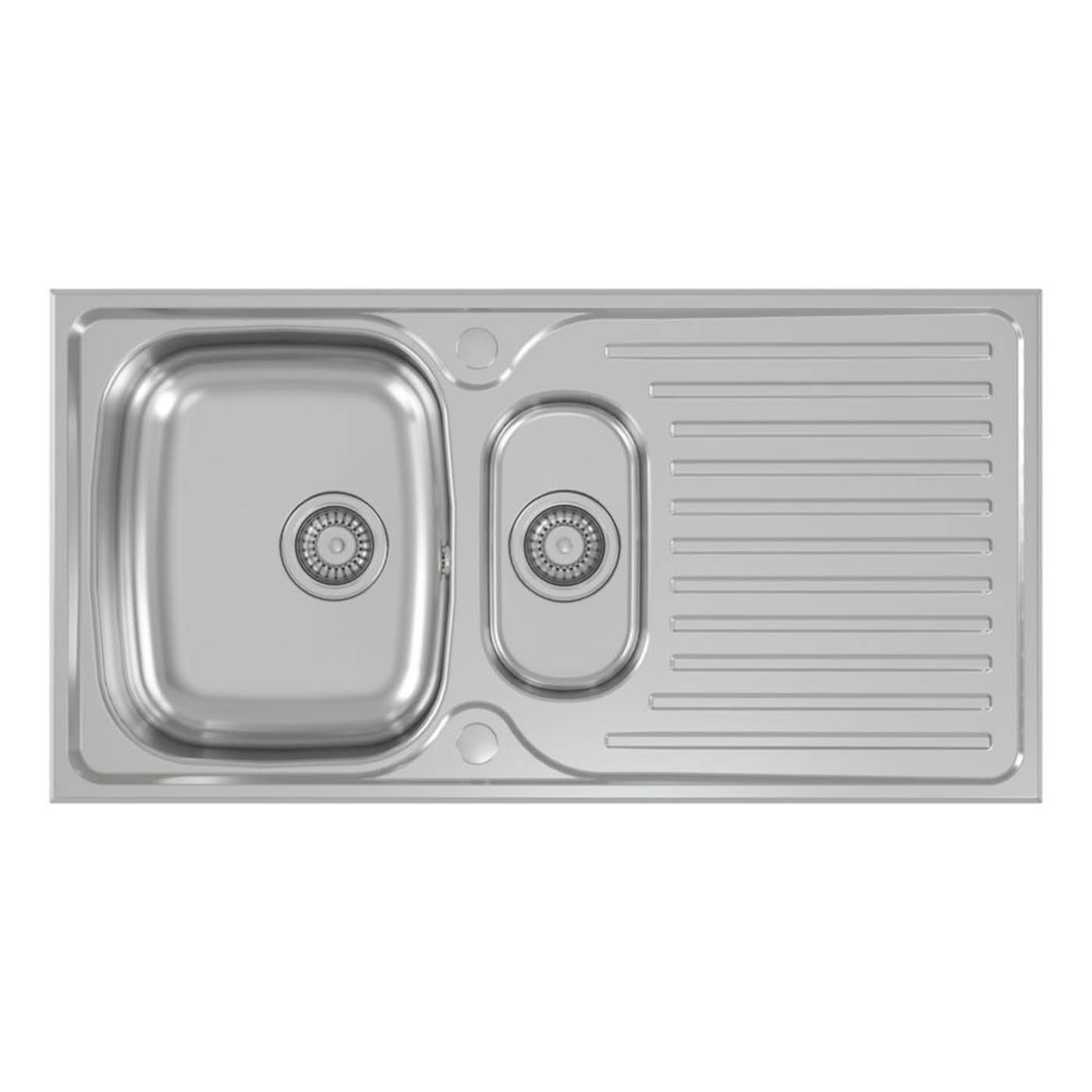 Carysil Kitchen Sink 1.5 Bowl Stainless Steel Inset Rectangular Reversible - Image 2
