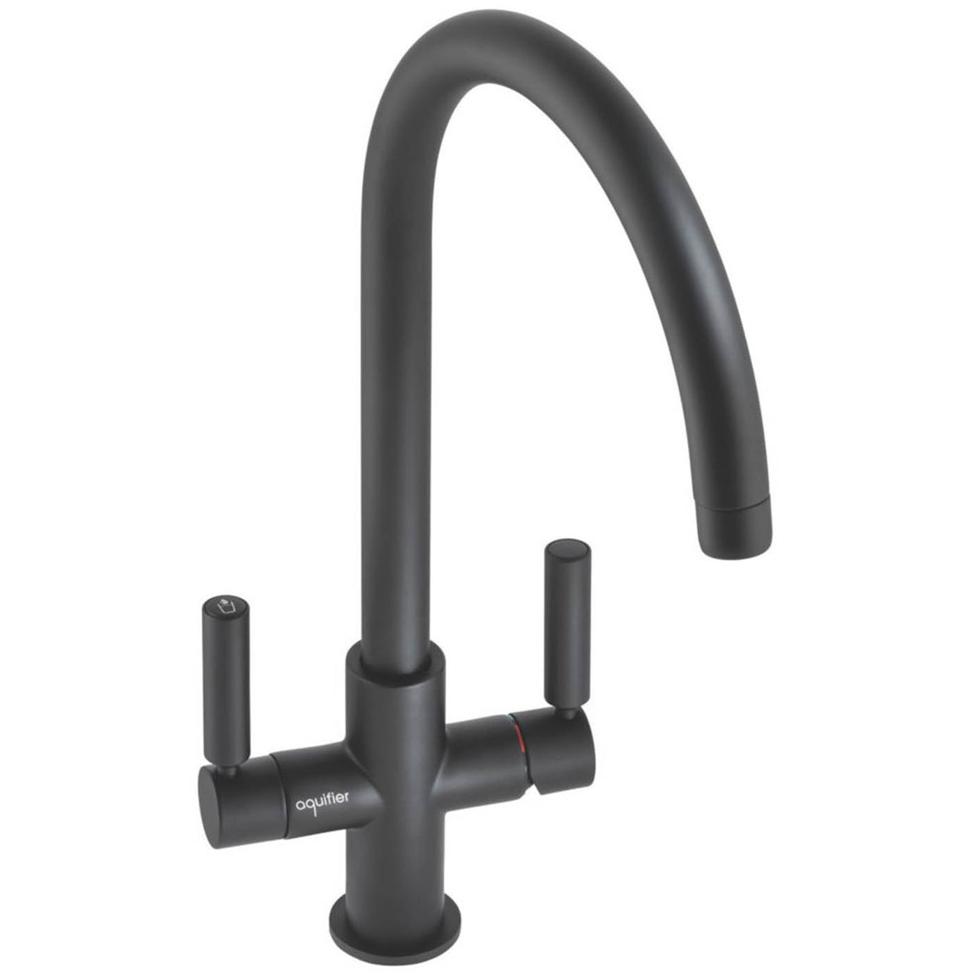 Abode Kitchen Filter Tap 3 Way Matt Black Dual Lever Swan Neck Spout Faucet - Image 1