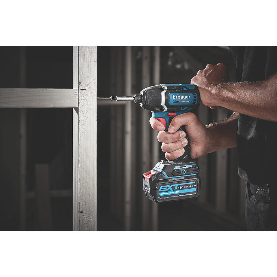 Erbauer Cordless Impact Driver EID18-Li Brushless 18V 4.0Ah Li-Ion Carry Case - Image 3