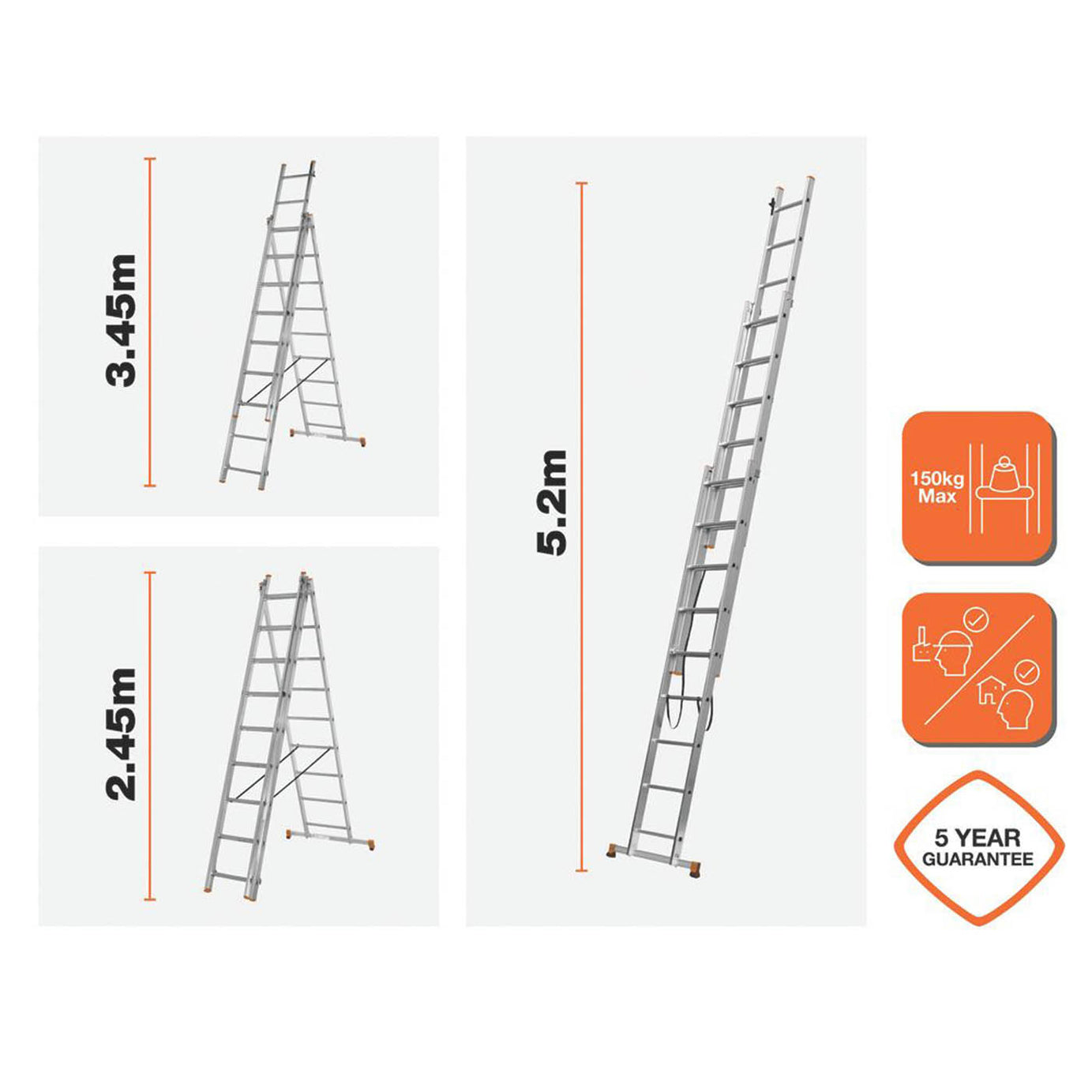 Magnusson  Aluminium 5.2m Combination Ladder - Image 2