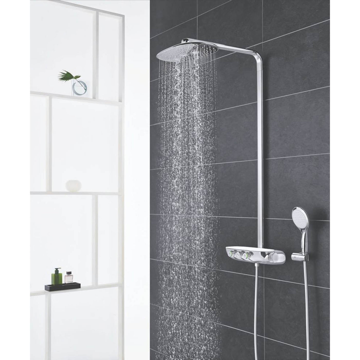 Grohe Thermostatic Shower System Exposed Chrome 2 Spray Pattern Dual Round Head - Image 2