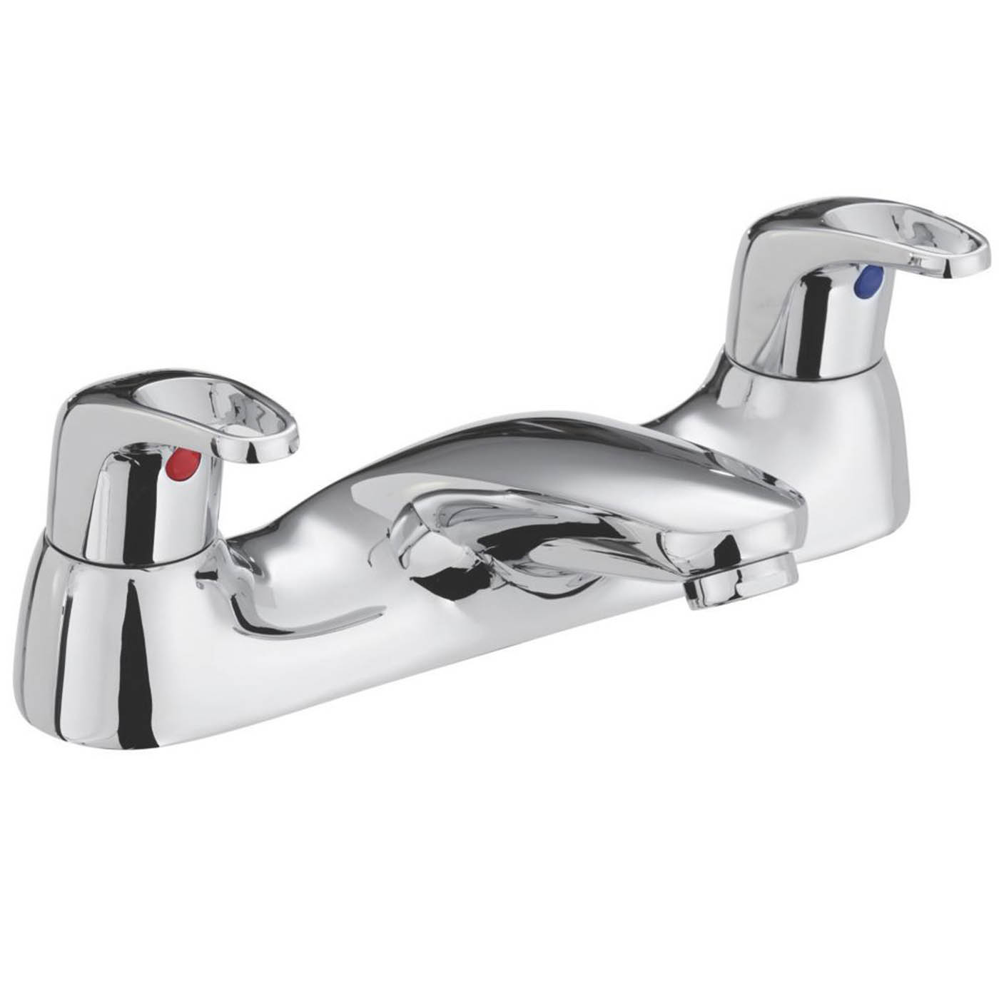 Bristan Bath Mixer Tap Double Lever Chrome 80mm Deck Mounted Contemporary - Image 1