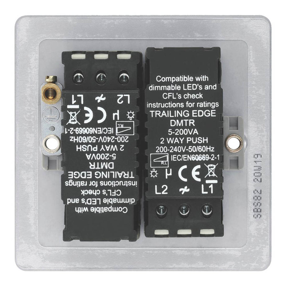 LAP LED Dimmer Wall Switch 2-Gang 2-Way Brushed Steel Colour-Matched Inserts - Image 4