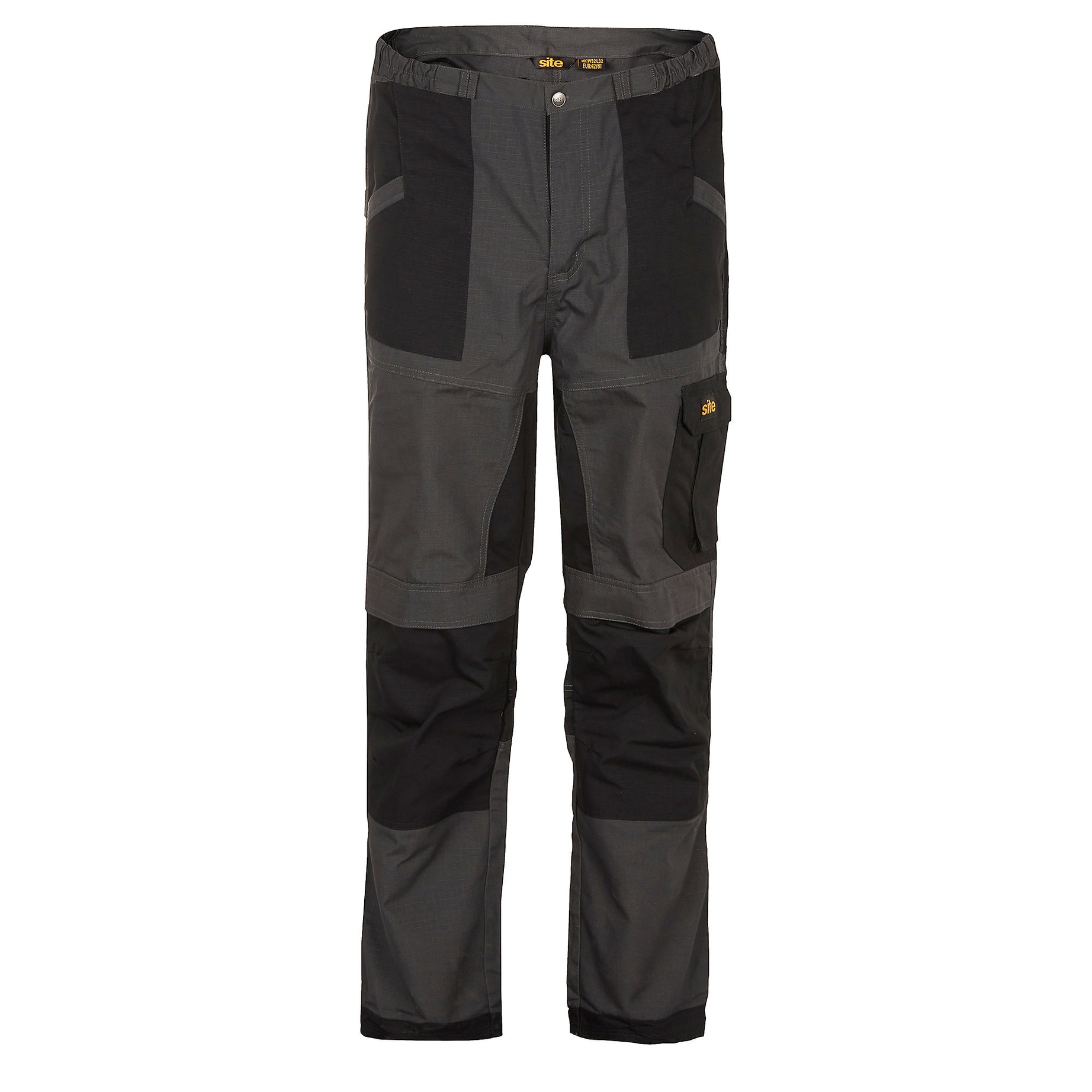 Site MensTrousers Multi Pocket Black Grey Slim Fit Durable Comfortable W36" L32" - Image 1