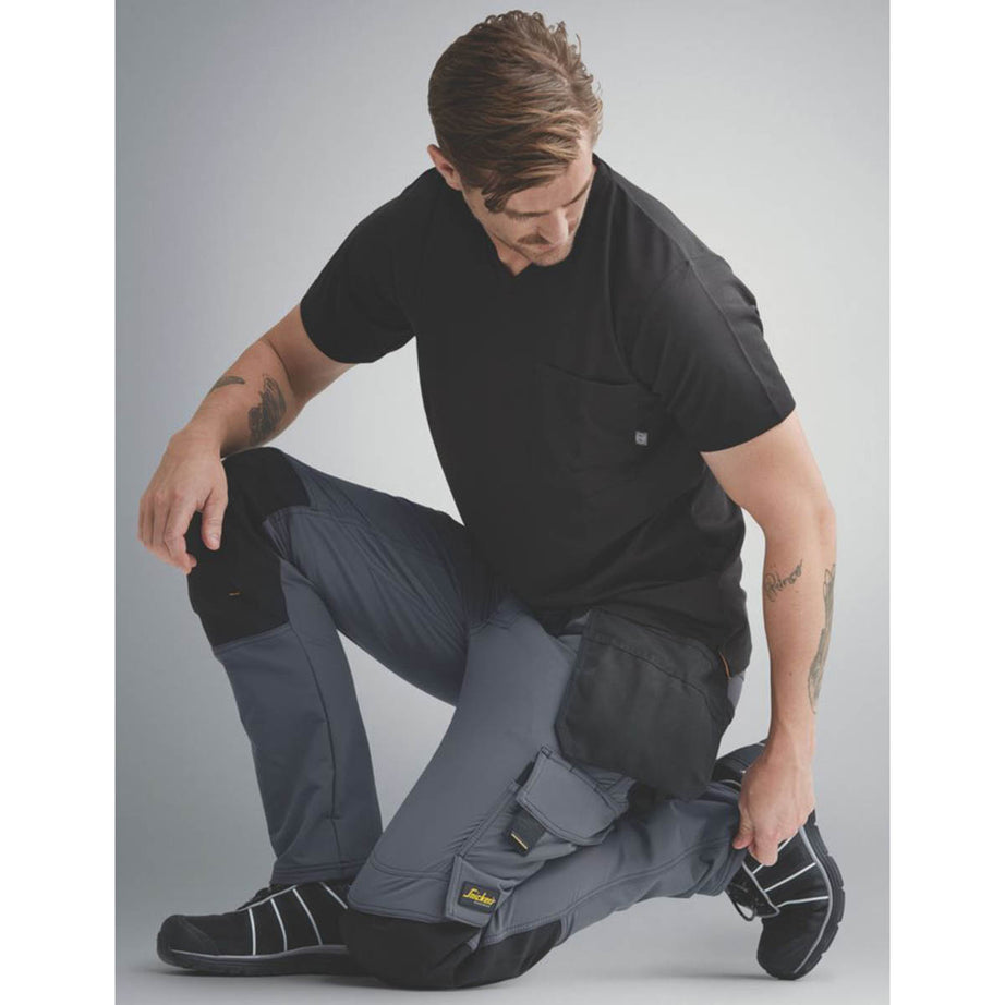 Snickers Work Trousers Mens Slim Fit Grey Black Stretch Multi Pockets 31"W 32"L - Image 6