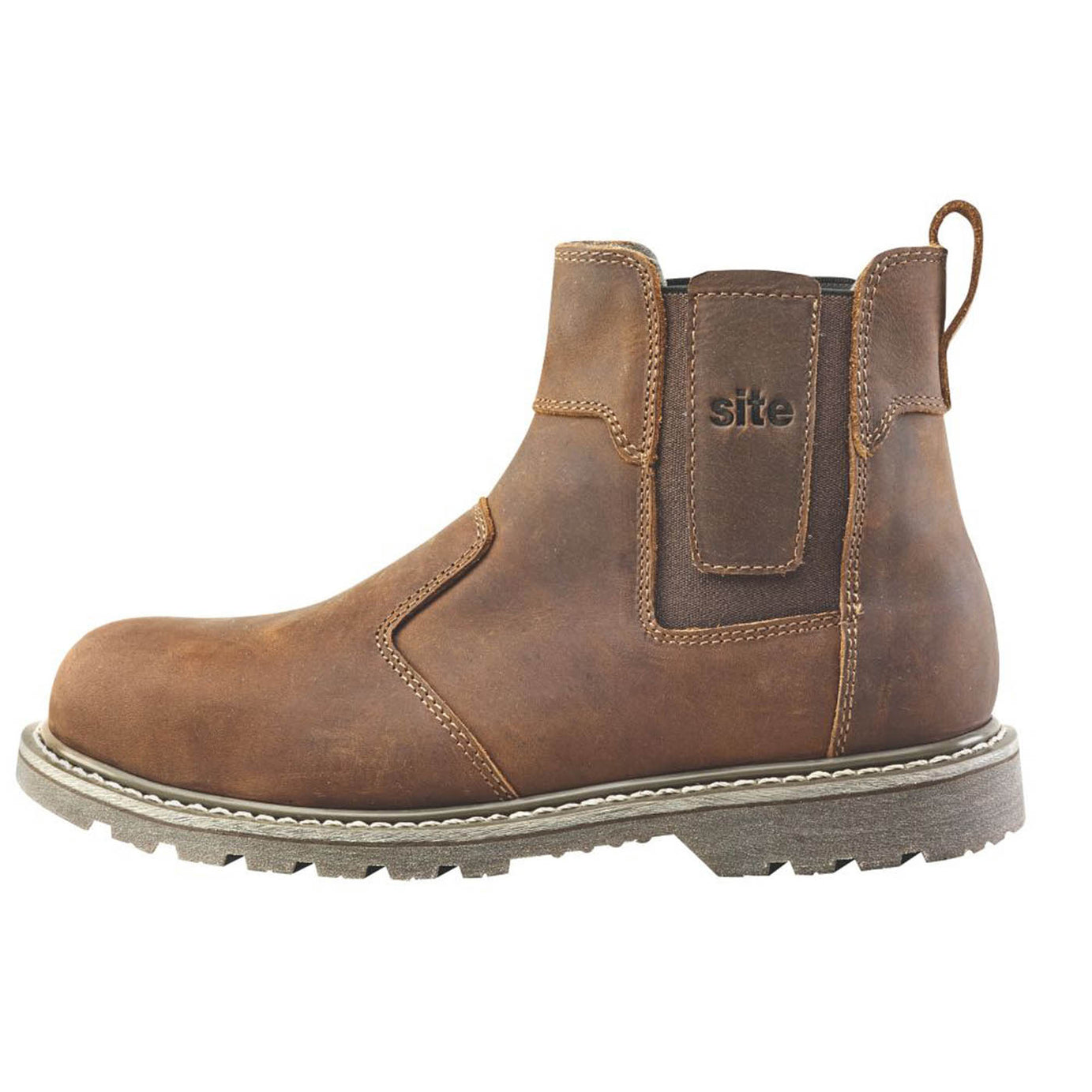 Site Safety Dealer Boots Mens Wide Fit Brown Leather Work Shoes Steel Toe Size 7 - Image 3