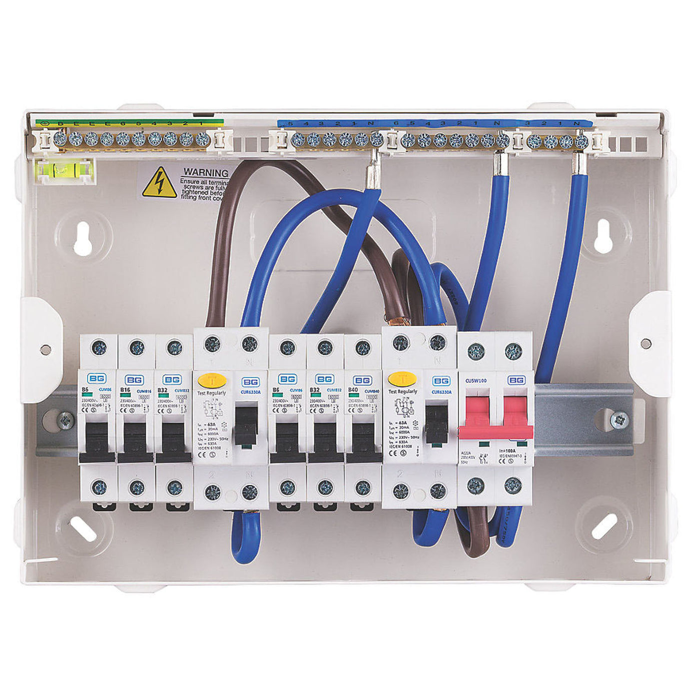 British General Consumer Unit 6 Way 12 Module Dual RCD DIN Rail 100A IP2XC 230V - Image 4