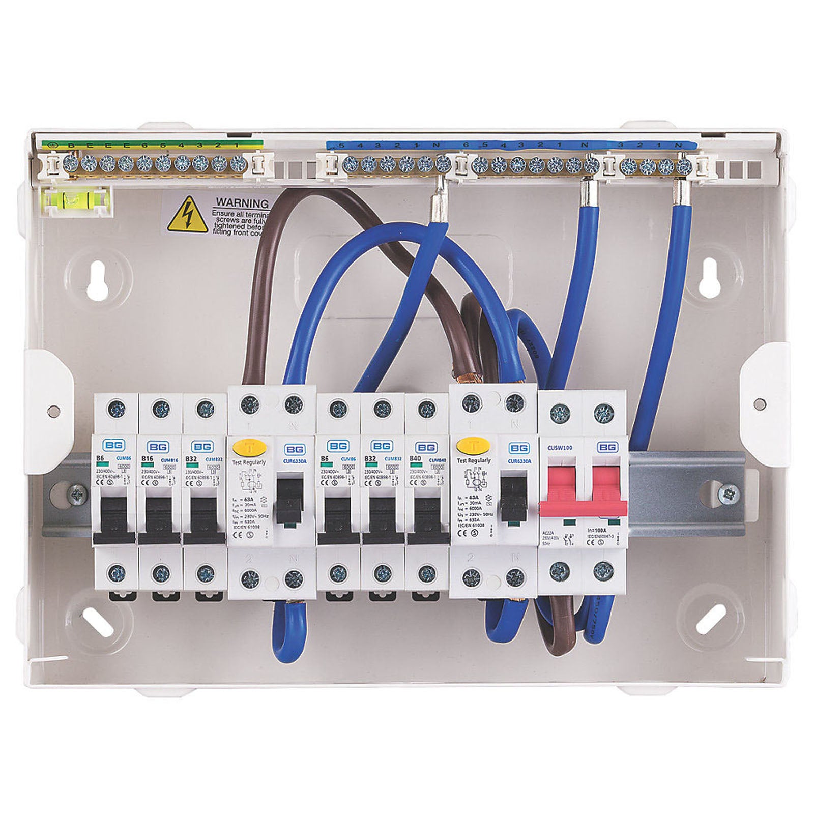 British General Consumer Unit 6 Way 12 Module Dual RCD DIN Rail 100A IP2XC 230V - Image 4