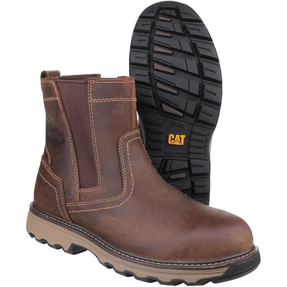Mens Safety Dealer Boots Brown Ankle Slip On Metal Free Lightweight Size 9 - Image 1