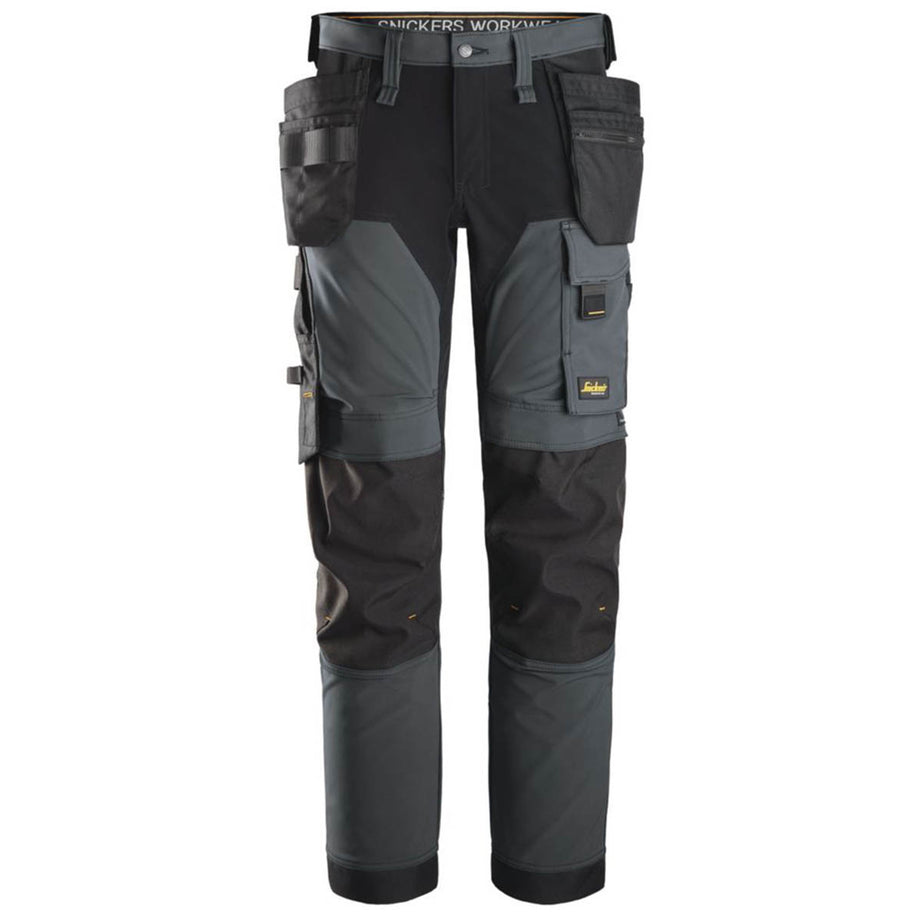 Snickers Work Trousers Mens Slim Fit Steel Grey Stretch Multi Pockets 41"W 32"L - Image 1
