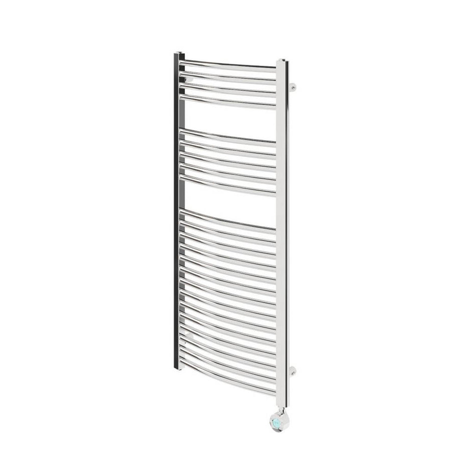 Flomasta Electric Towel Radiator Curved Gloss Chrome 1100mm x 500mm 853BTU - Image 1