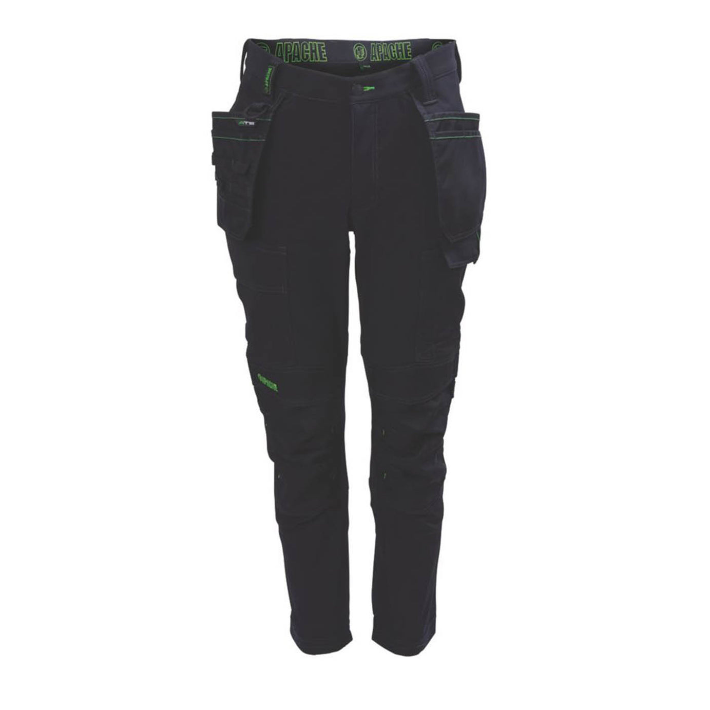 Apache Work Trouser Mens Slim Fit Black Stretch Multi Pockets Cargo 30W 29L - Image 2