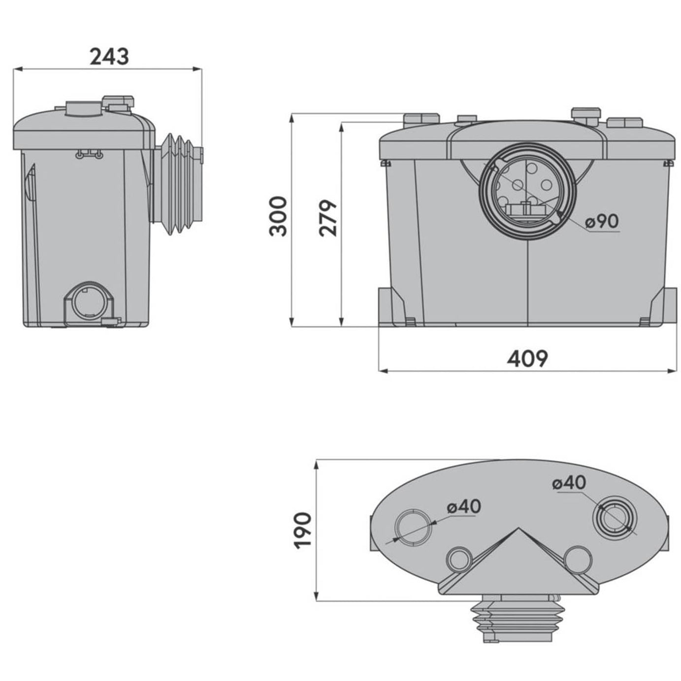 Flomasta  Macerator Pump WC Bathroom Shower Basin Top Outlet Quiet 400W - Image 6