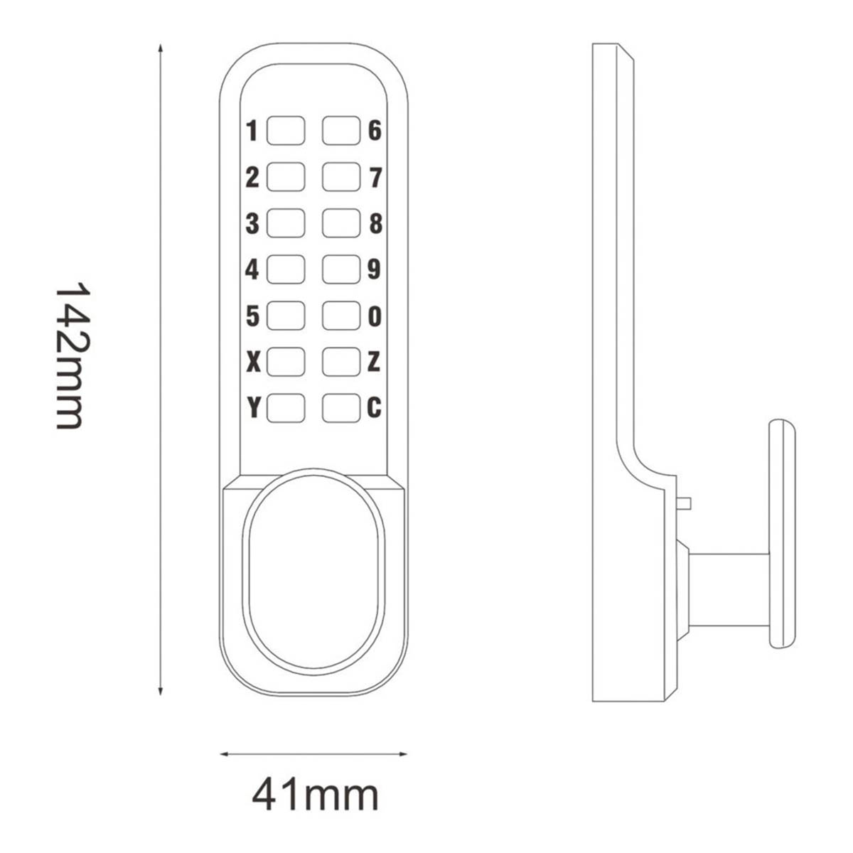 Smith & Locke Digital Door Lock Push Button Silver 37.5mm Keyless Rustproof - Image 4