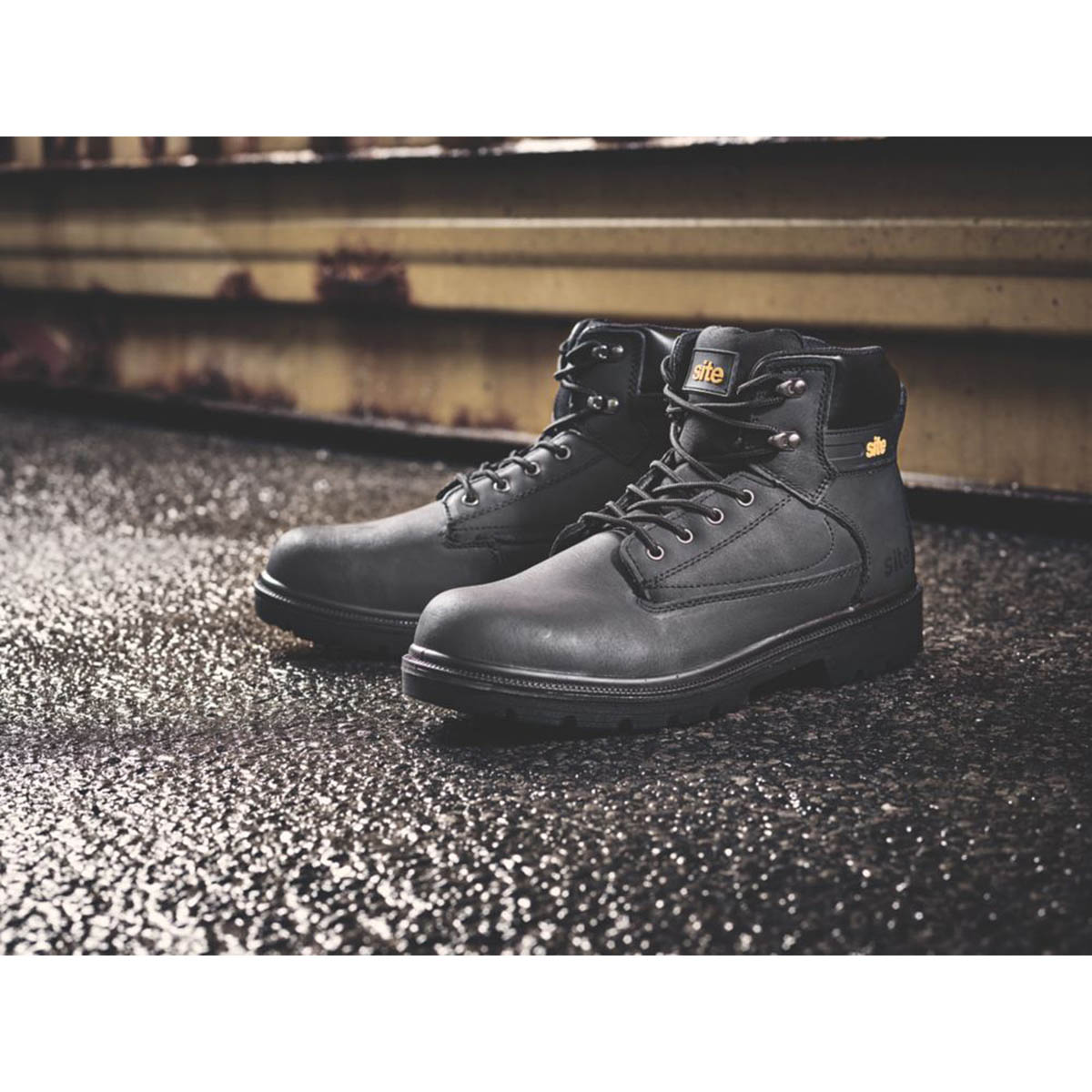 Site Safety Boots Leather Black Wide Fit Steel Toe Cap Lightweight Size 11 - Image 2