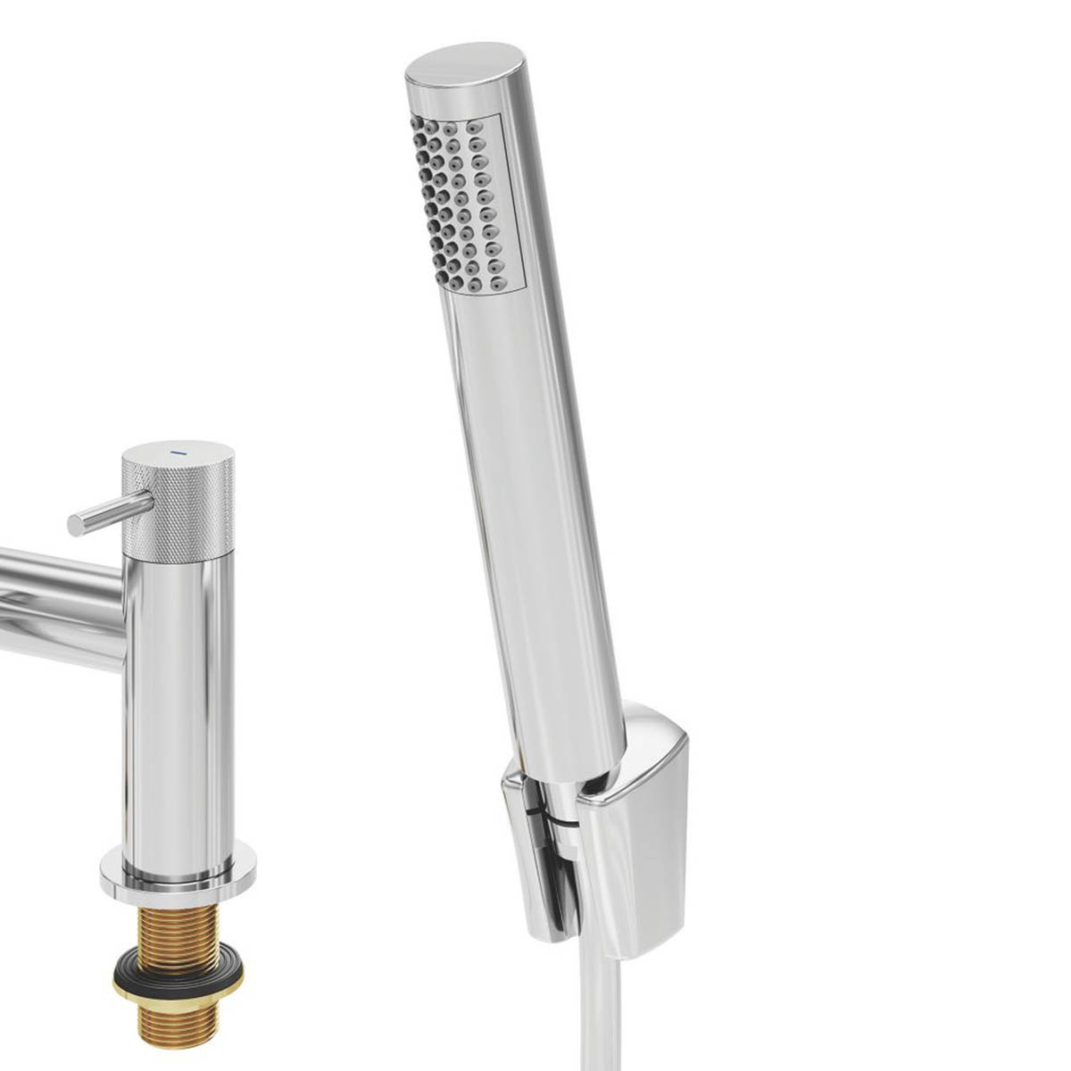 Swirl Shower Mixer Tap Chrome Brass Dual Control Round Deck Mounted Modern 185mm - Image 6