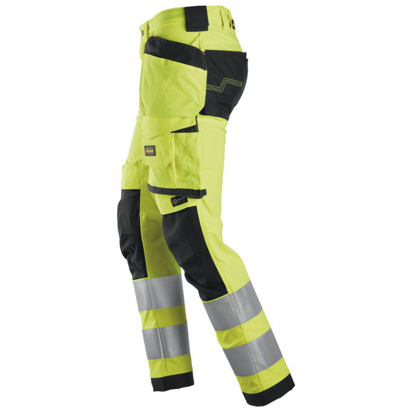 Snickers Hi-Vis Work Trousers Mens Slim Fit Slim Fit Yellow Reflective 33W 32L - Image 3
