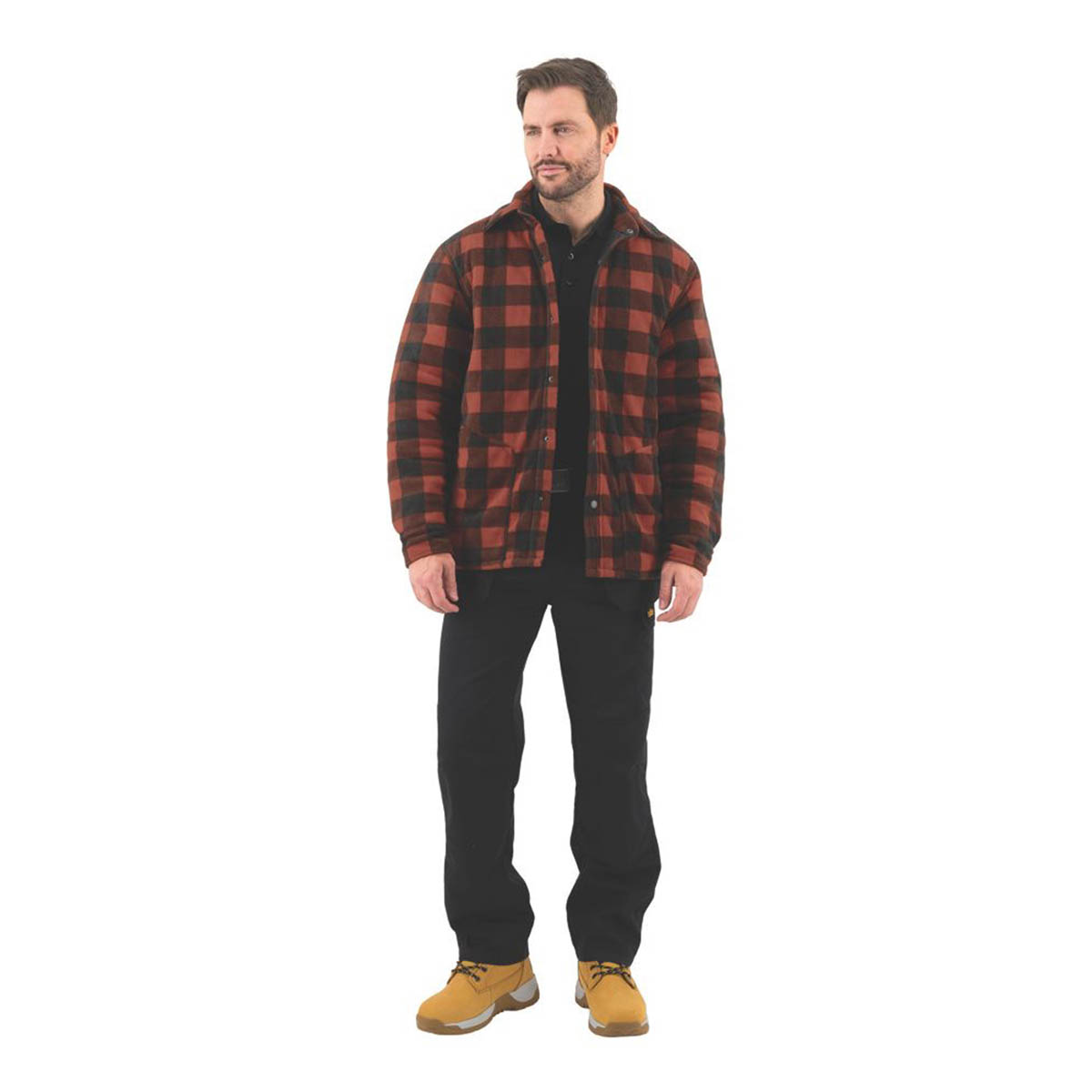 Site Shirt Mens Fleece Jacket Long Sleeve 2 Pockets Red Black Large 50" Chest - Image 4