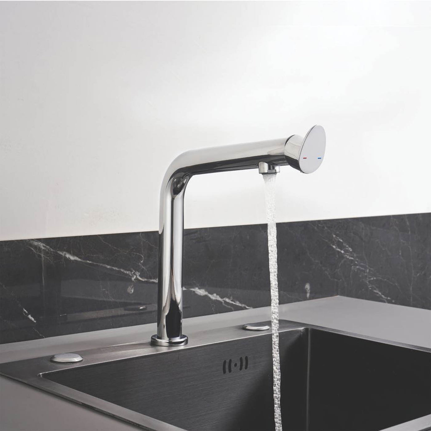 Cascabel Mono Mixer Tap Chrome Single Lever Control Modern (H)218 mm - Image 3
