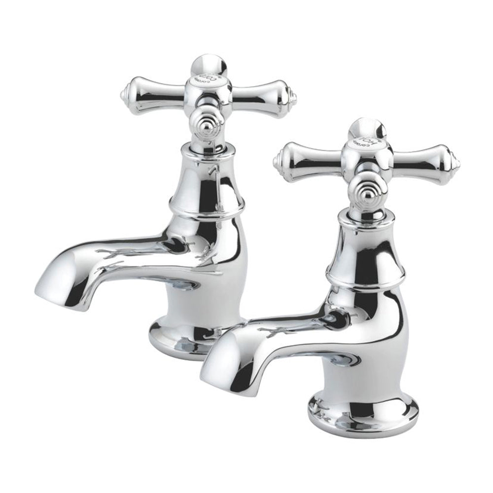 Bristan Bathroom Basin Taps Twin Chrome Traditional Cross Head Cold Hot Water - Image 1