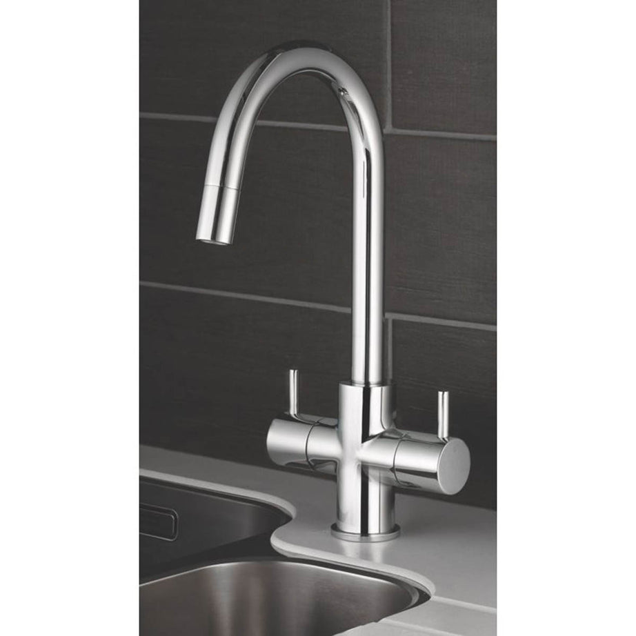 Swirl Pull Out Kitchen Tap Mono Mixer Fresco Chrome Modern Swivel Spout - Image 3