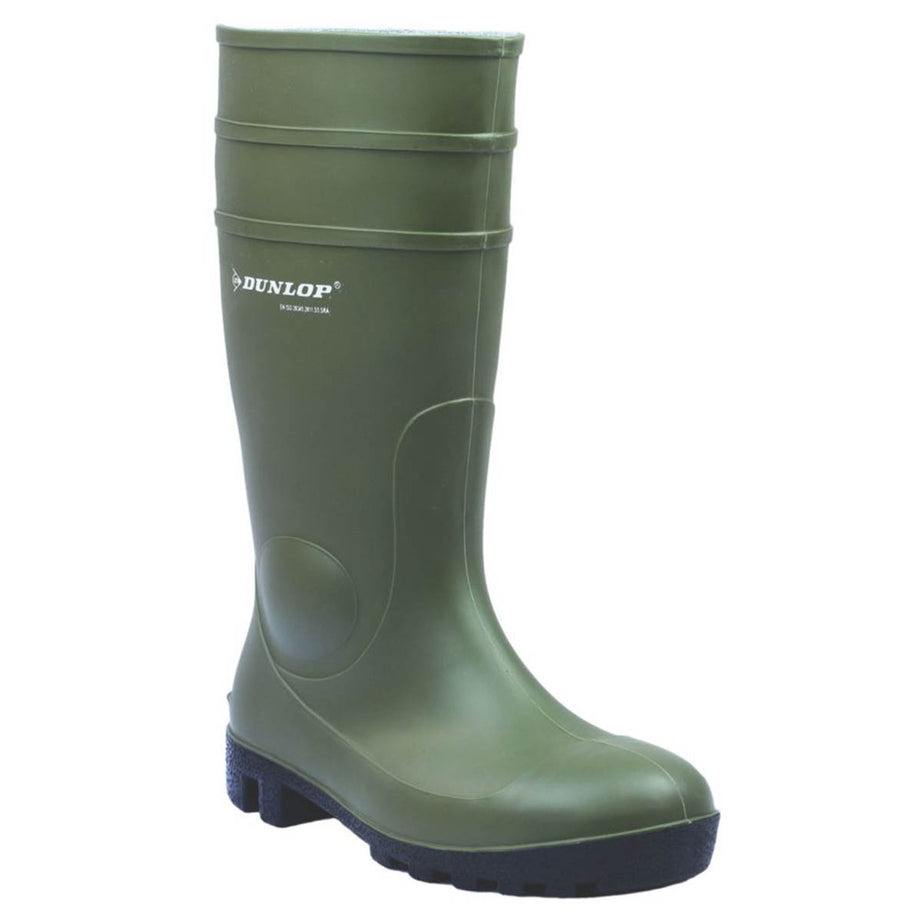 Dunlop Safety Wellies Mens Standard Fit Green Waterproof Steel Toe Size 6 - Image 1