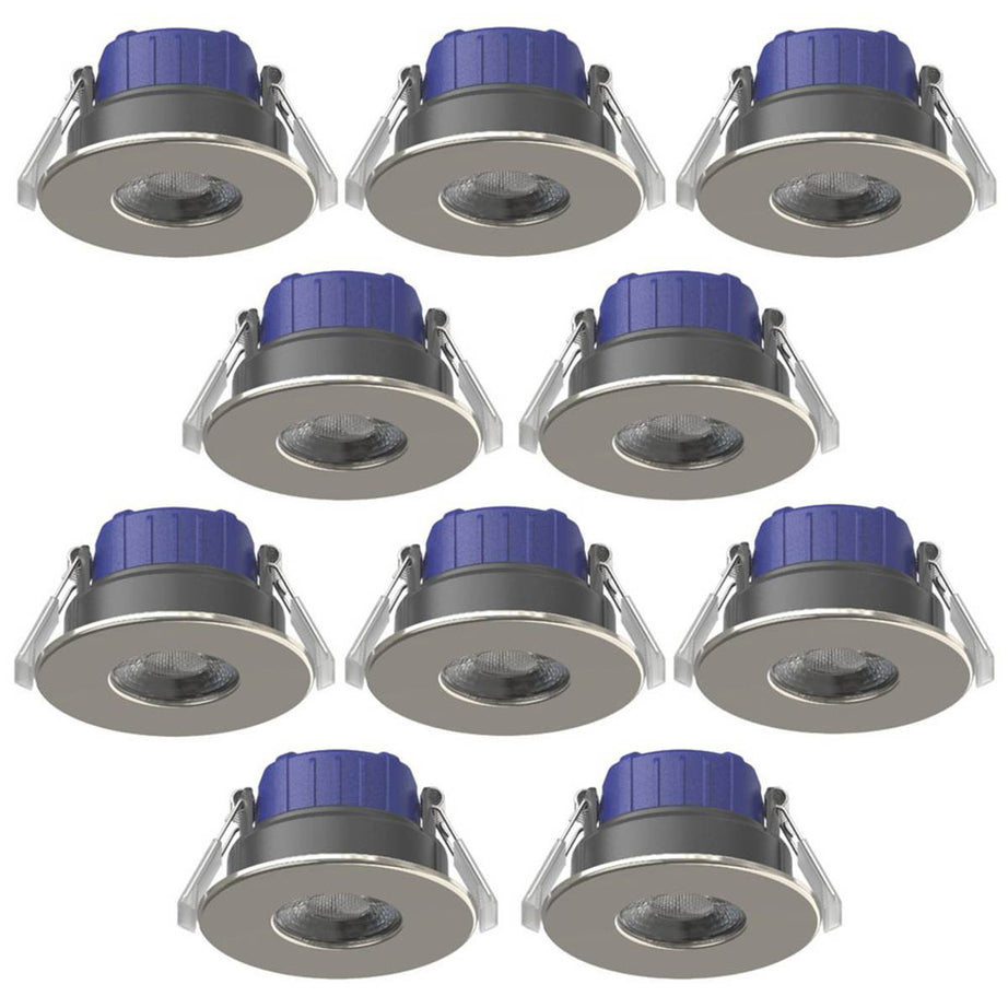 LED Downlights Fixed Fire Rated Bathroom Brushed Nickel Dimmable 600lm 10 Pack - Image 7