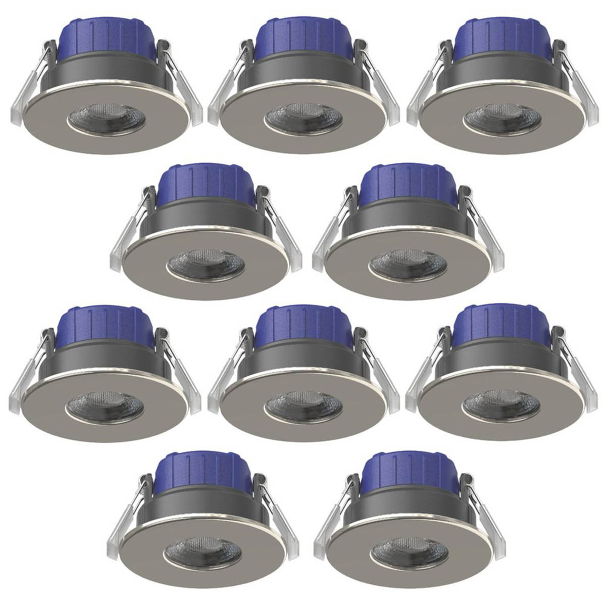 LED Downlights Fixed Fire Rated Bathroom Brushed Nickel Dimmable 600lm 10 Pack - Image 7