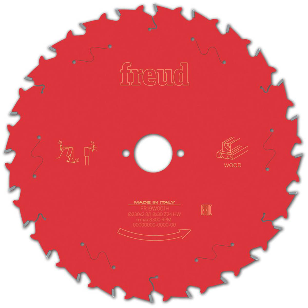 Freud Circular Saw Blade 230x30mm 24T Hardwood Softwood Plywood Chipboard MDF - Image 1