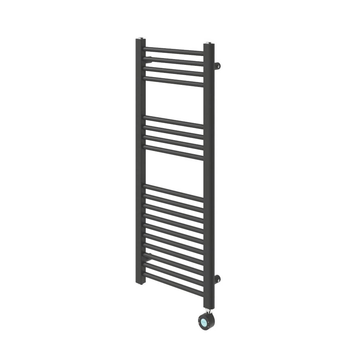 Flomasta Electric Towel Rail Radiator Black Flat Bathroom Warmer 100x40cm - Image 1