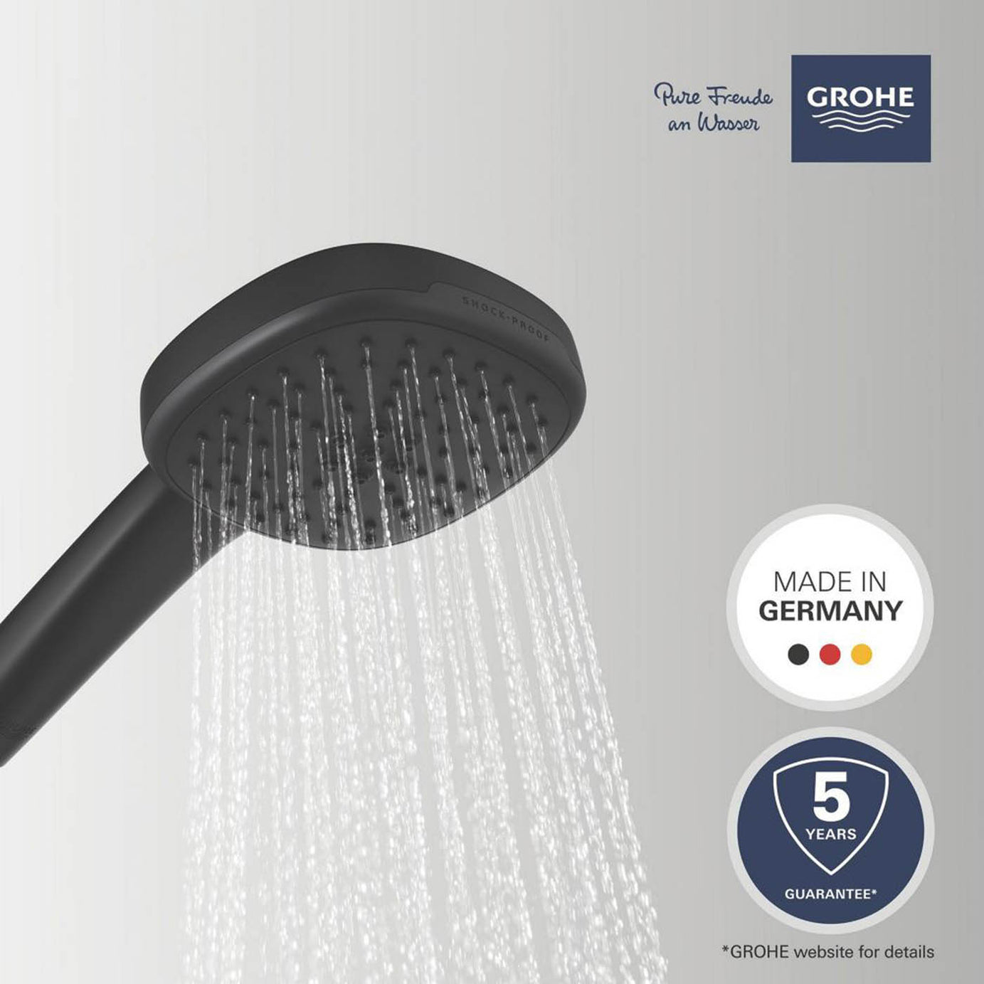 Grohe Hand Shower Matt Black Square 2 Spray Patterns Contemporary 110mm x 215mm - Image 3