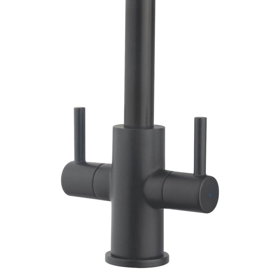 Swirl Kitchen Sink Tap Mono Mixer Black Double Lever Swivel Spout Brass Faucet - Image 3
