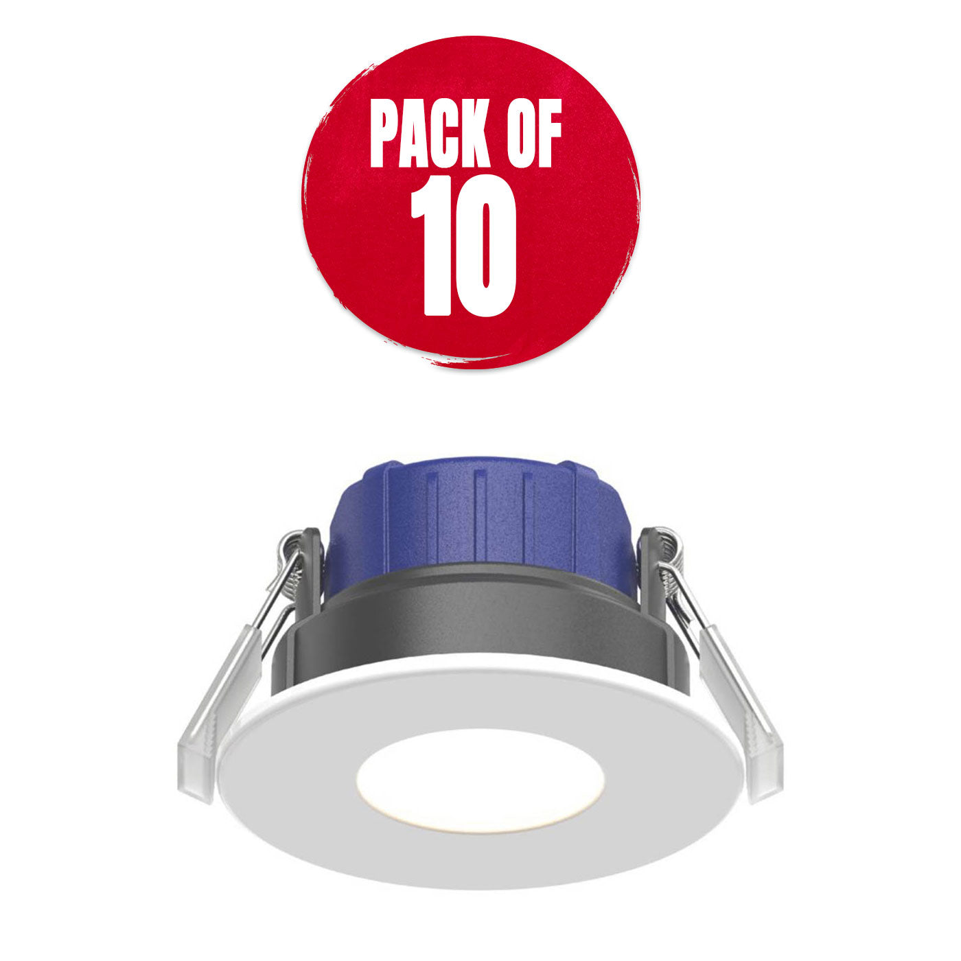 LED Downlights Fixed Fire Rated Round Bathroom White Dimmable 10 Pack - Image 1