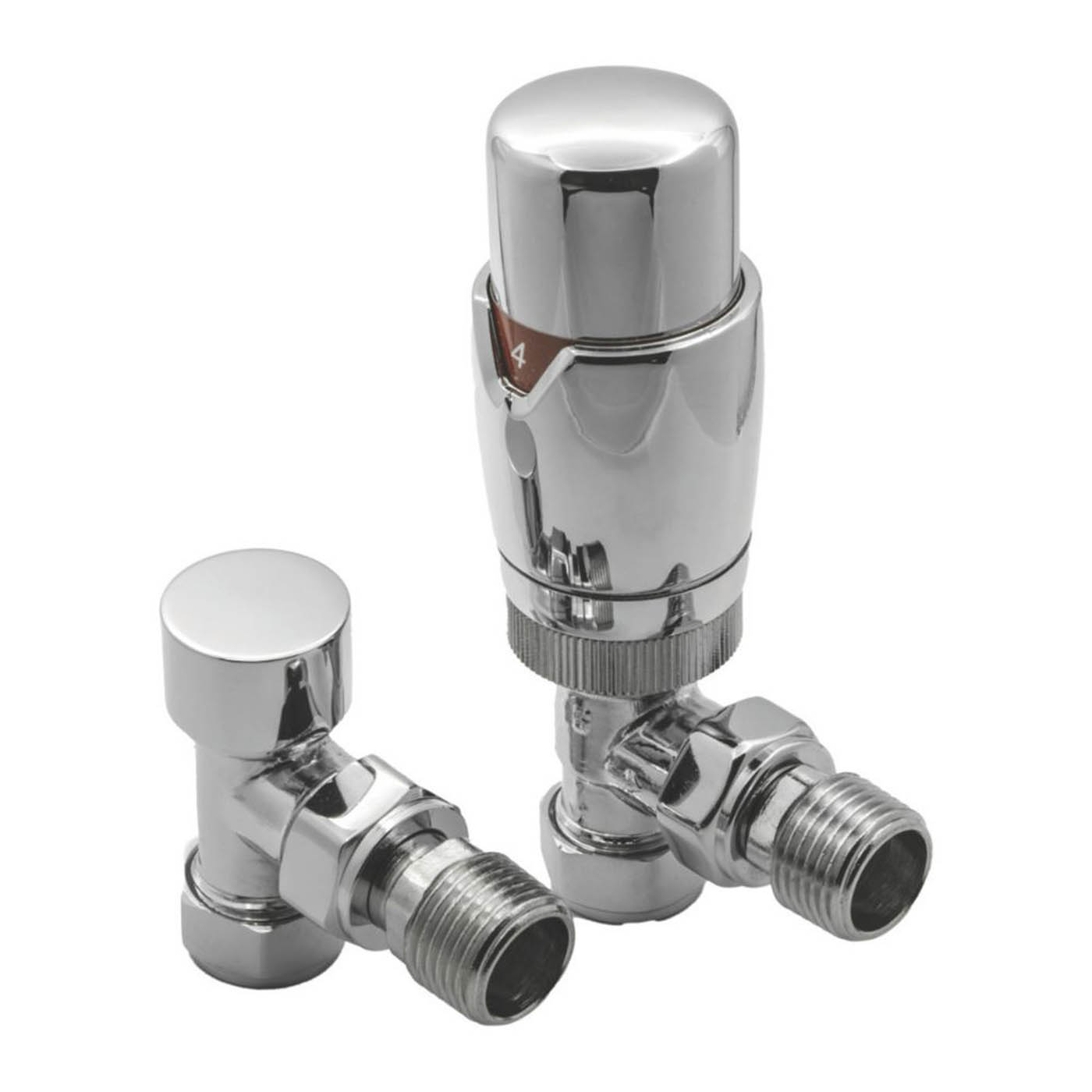Reina Thermostatic Radiator Valve & Lockshield Modal TRV 15x15mm Angled & L/S - Image 1