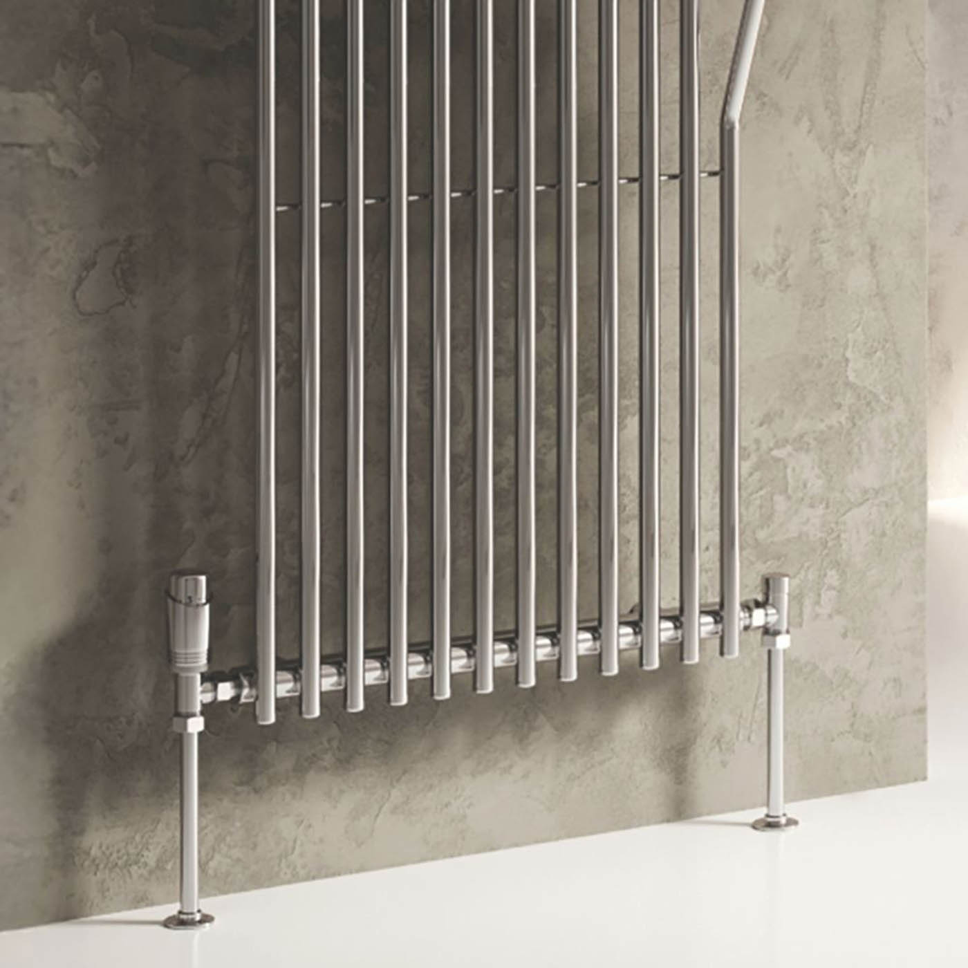 Reina Thermostatic Radiator Valve And Lockshield 15x15mm Modal TRV Chrome Angled - Image 2