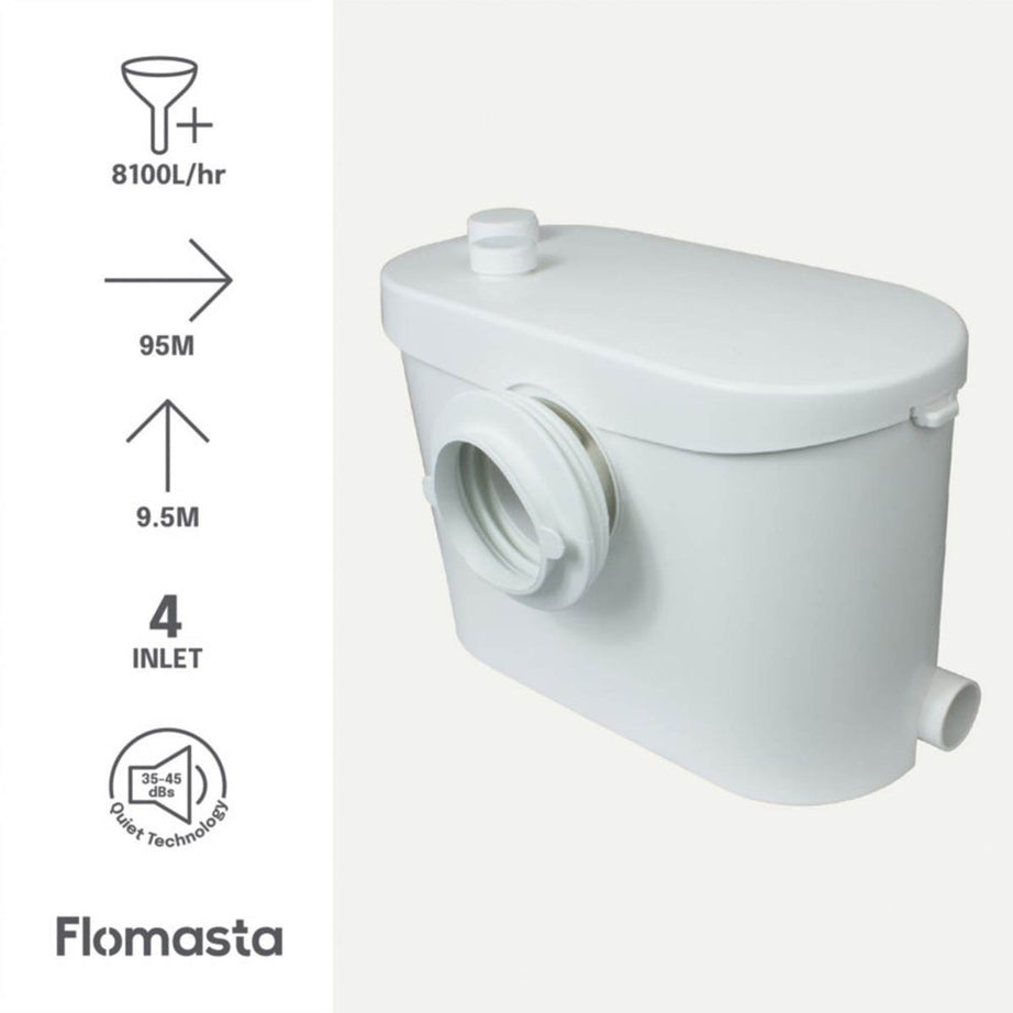 Flomasta Macerator WC And Bathroom Side Outlet Heavy Duty Quiet Pump 400W - Image 3