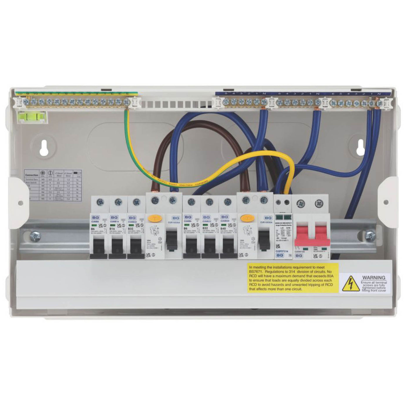 British General Consumer Unit with SPD 9-Module 6-Way Part-Populated Dual RCD - Image 5