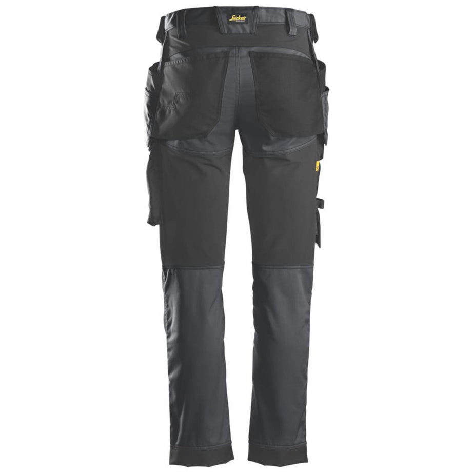 Snickers Work Trousers Mens Slim Fit Grey Black Stretch Multi Pockets 41"W 32"L - Image 3