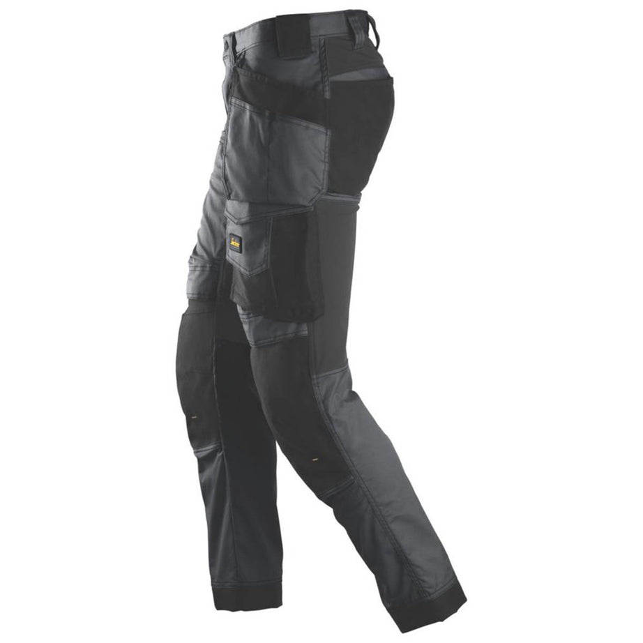 Snickers Work Trousers Mens Slim Fit Grey Black Stretch Multi Pockets 41"W 32"L - Image 4