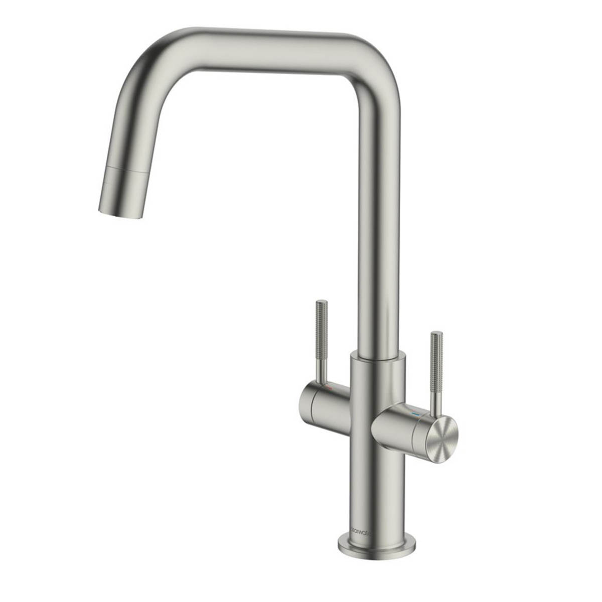 Kitchen Sink Tap Monobloc Mixer Brushed Nickel PVD Dual Lever Swivel Spout - Image 1