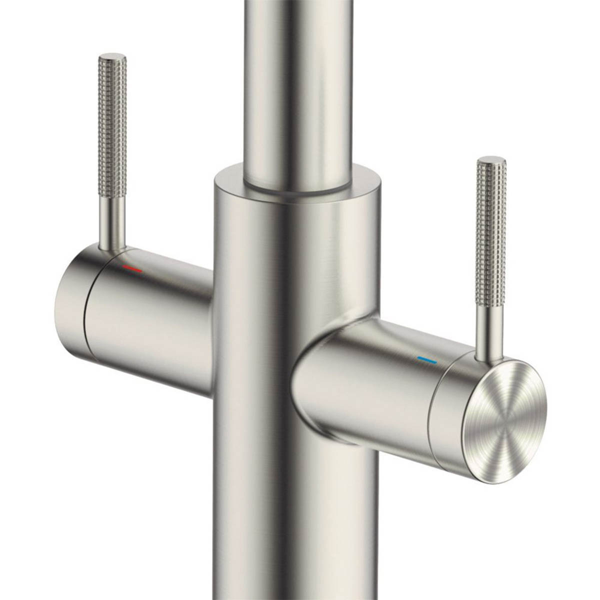 Kitchen Sink Tap Monobloc Mixer Brushed Nickel PVD Dual Lever Swivel Spout - Image 2