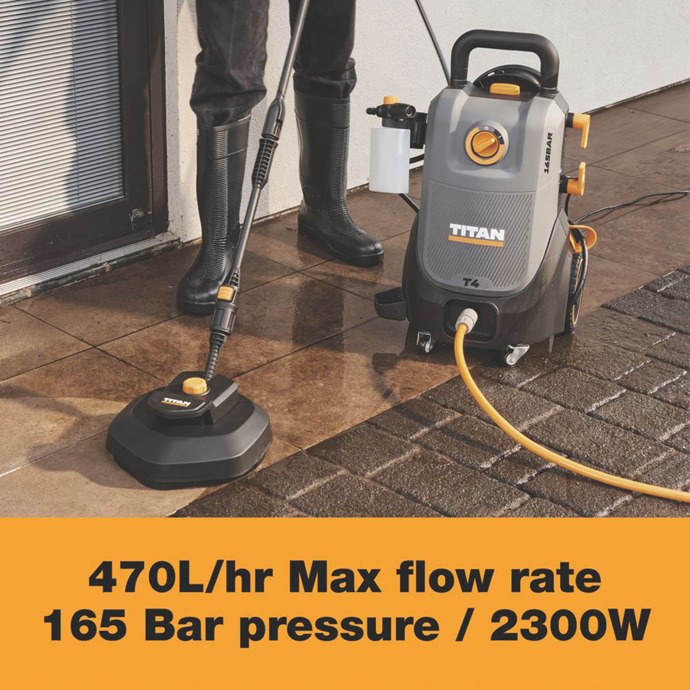 Titan Pressure Washer Electric TTB1292PRW 165bar Jet Wash Patio Car Cleaner 240V - Image 4