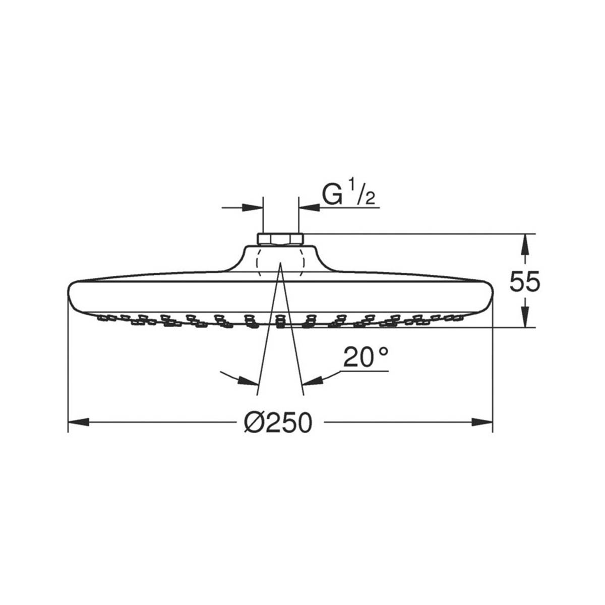 Grohe  Shower Head Round Vitalio Start 250 Adjustable Chrome Single-Spray 250mm - Image 3