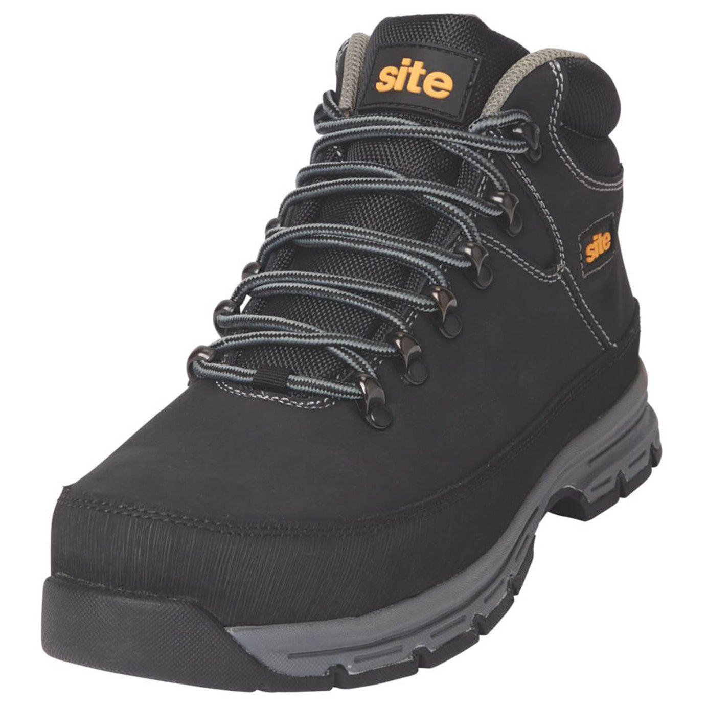 Site Safety Boots Unisex Standard Fit Black Leather Steel Toe Work Shoes Size 9 - Image 1