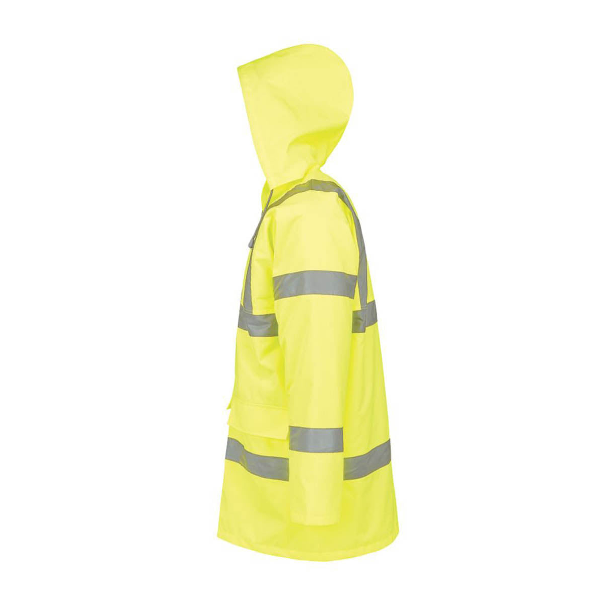 Hi-Vis Traffic Jacket Yellow Mens Waterproof Hood Safety Coat XL 58" Chest - Image 3