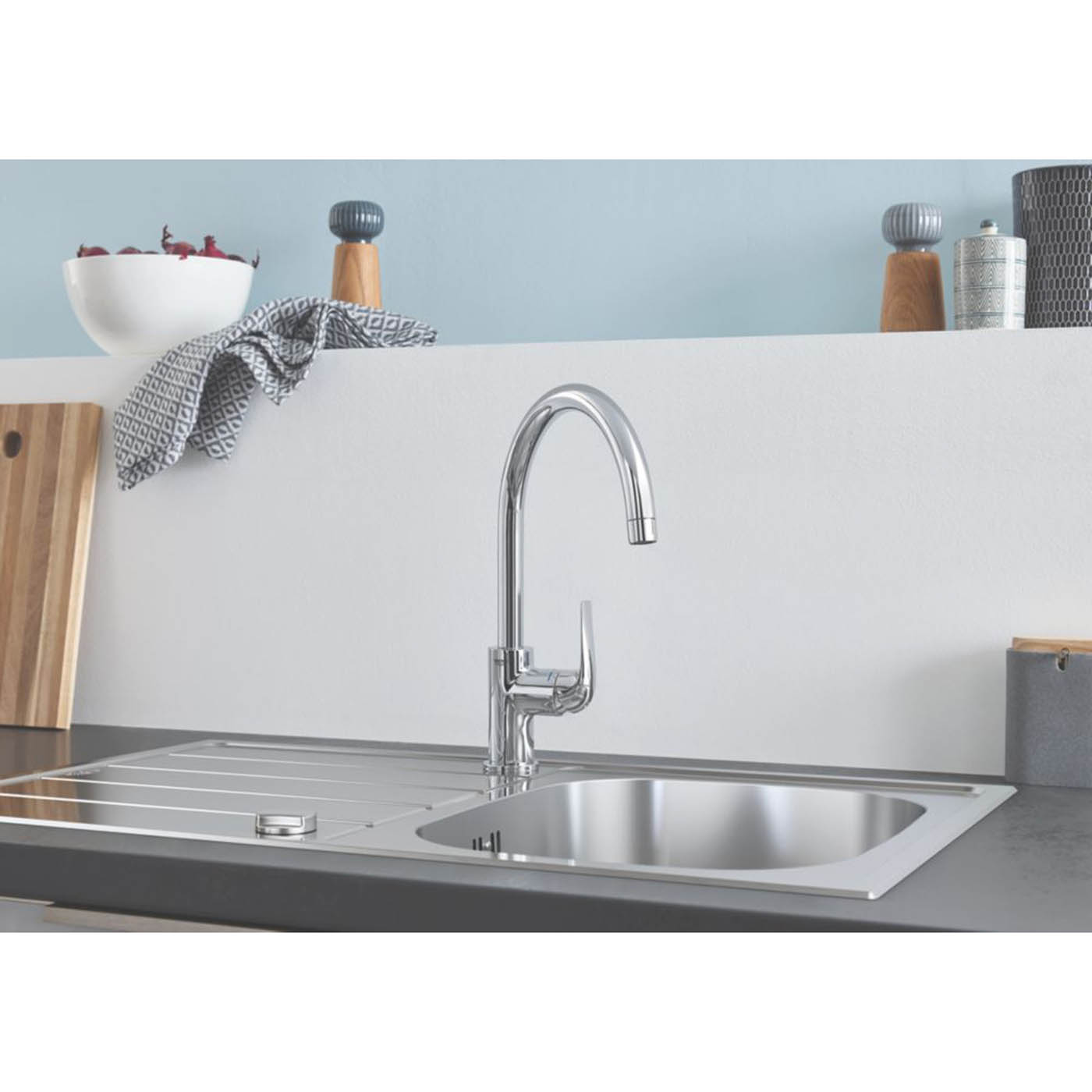 Grohe Kitchen Sink Inset K200 1 Bowl Stainless Steel Reversible 860 x 500mm - Image 5