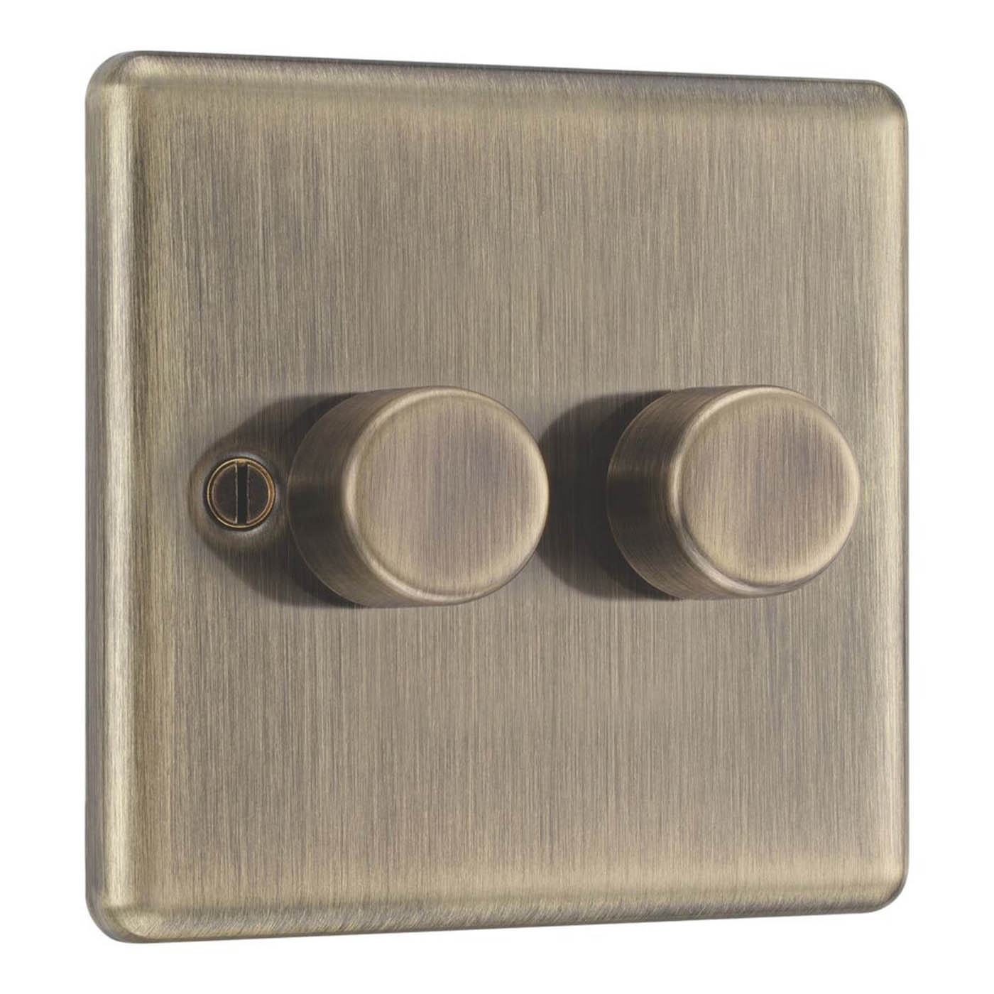 LAP Dimmer Switch 2 Gang 2 Way LED Brushed Antique Brass Soft Start Adjustable - Image 1