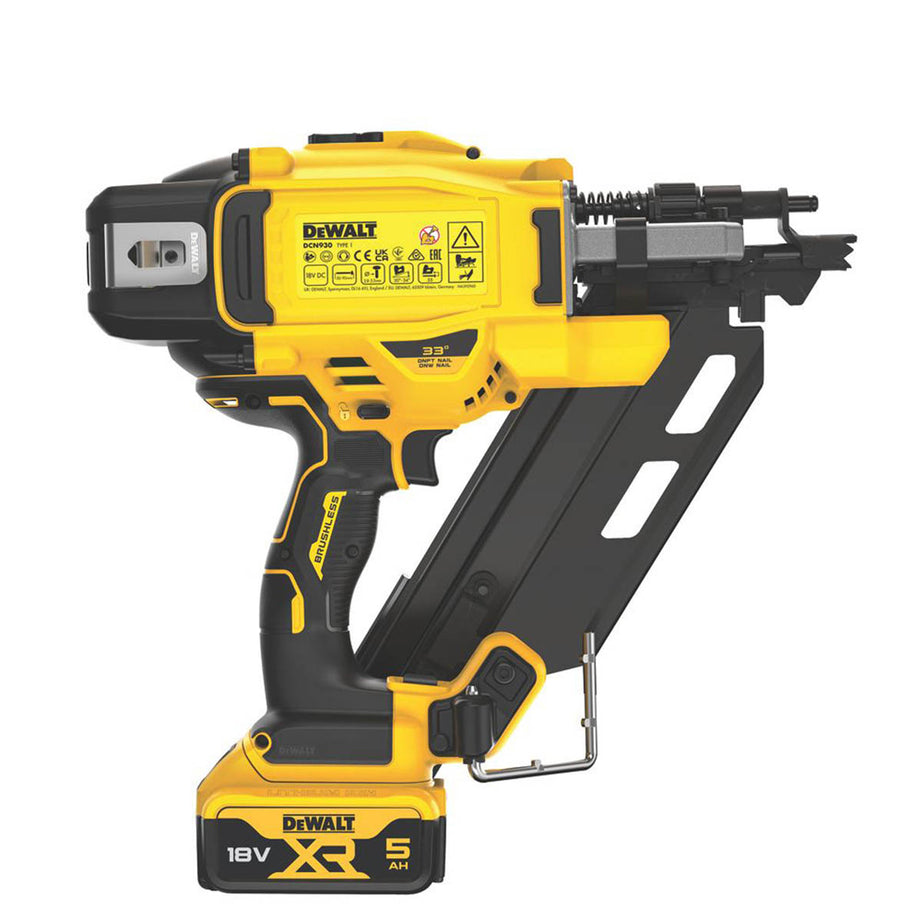 DEWALT Nail Gun DCN930 First Fix Cordless Angled 90mm 18V 2 x 5Ah Li-Ion XR - Image 6