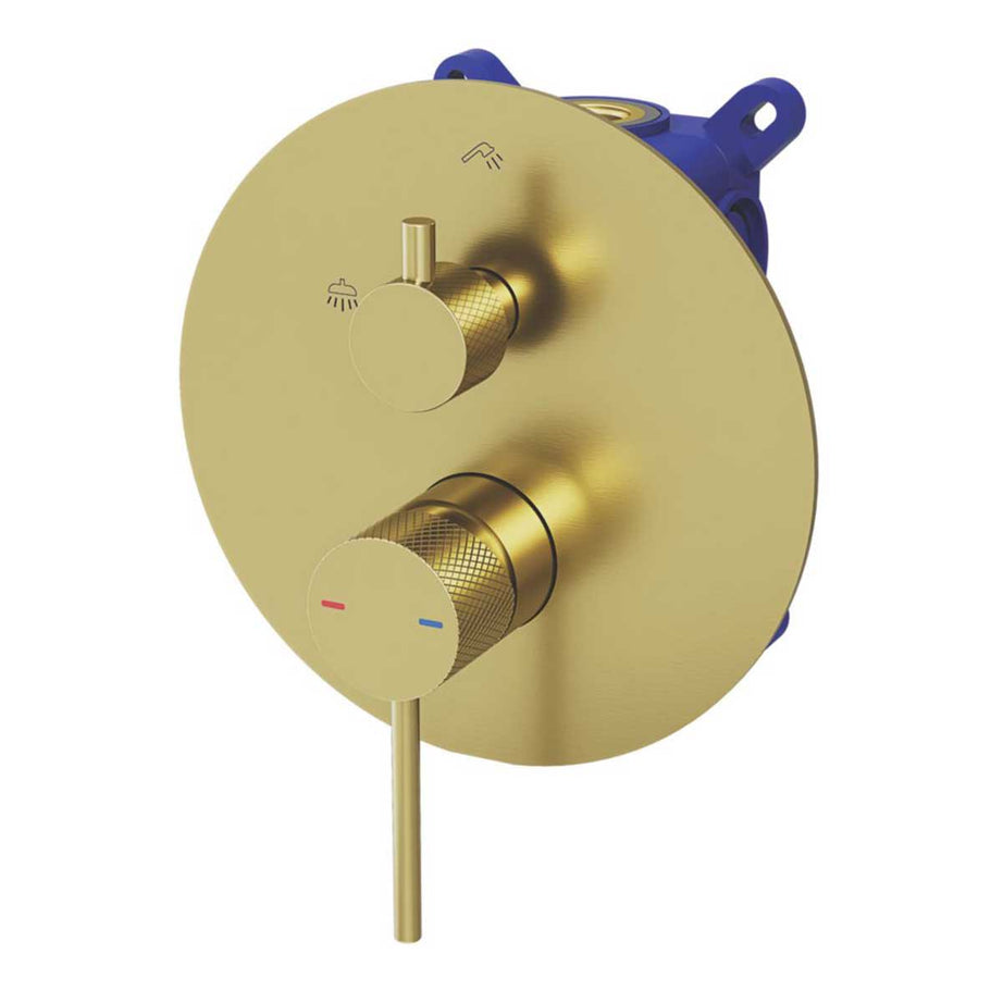 Swirl Mixer Shower Concealed Multi Head Rear Fed Satin Brass Round Head - Image 3