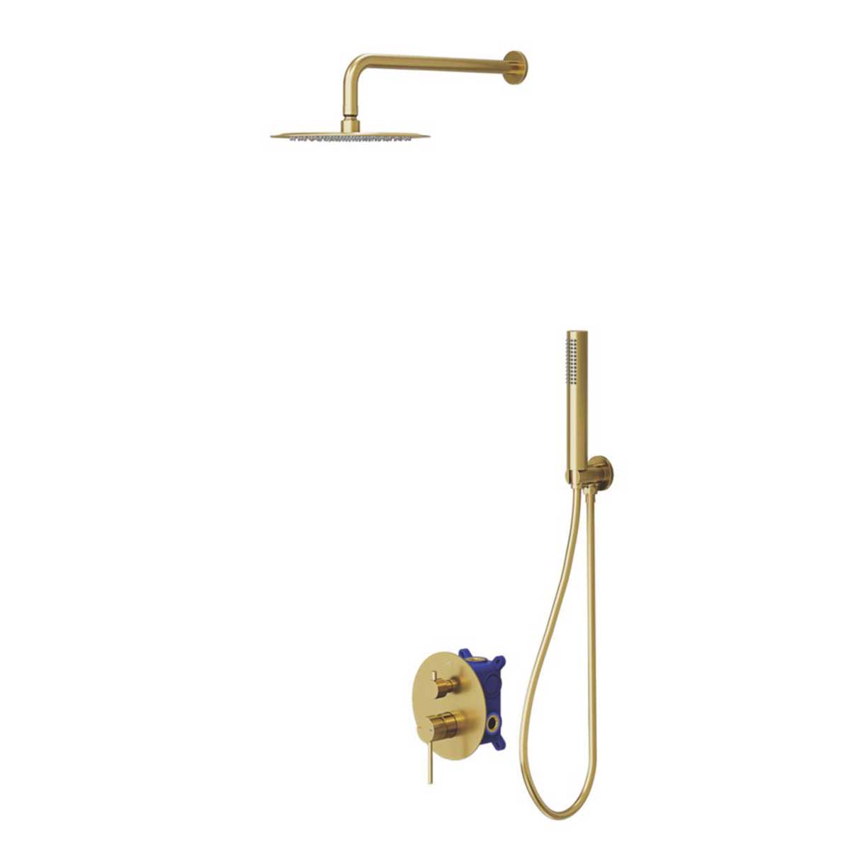 Swirl Mixer Shower Concealed Multi Head Rear Fed Satin Brass Round Head - Image 6
